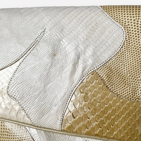 Carlo Fiori Italy Clutch Envelope Bag Genuine Snakeskin & Iguana Patchwork 13x7 - Picture 14 of 14